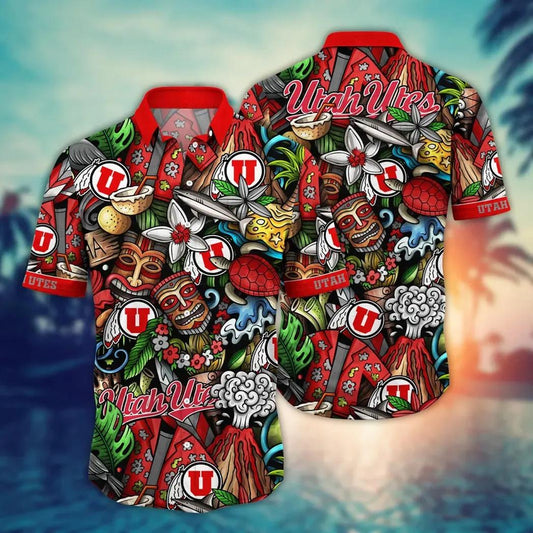 Utah Utes NCAA Flower Aloha Hawaiian Shirt 6, NCAA Hawaiian Shirt Moonbestprint