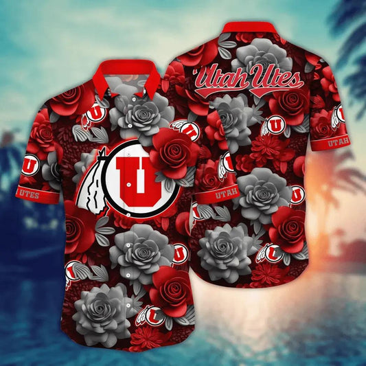 Utah Utes NCAA Flower Aloha Hawaiian Shirt 7, NCAA Hawaiian Shirt Moonbestprint
