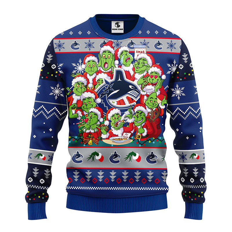 Vancouver Canucks 12 Grinch Xmas Day Ugly Christmas Sweater Moonbestprint