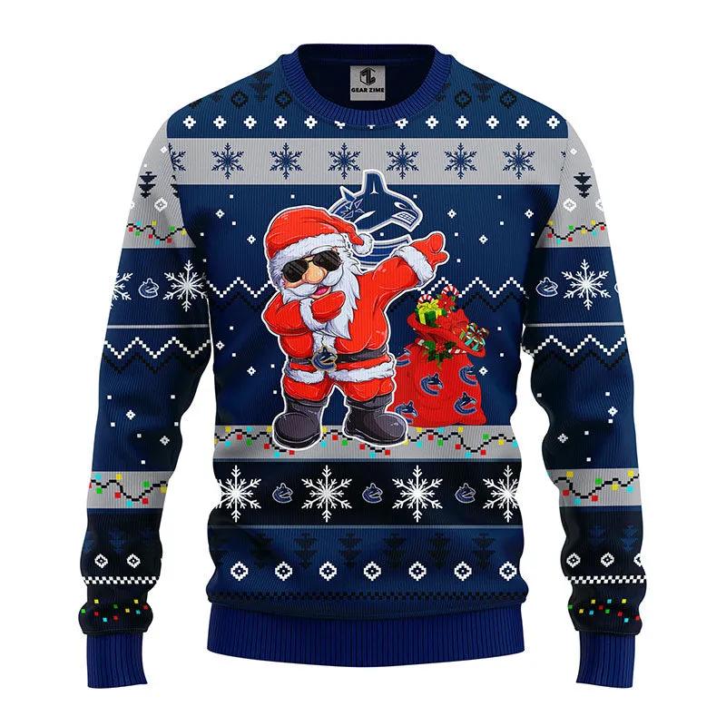 Vancouver Canucks Dabbing Santa Claus Ugly Christmas Sweater, NHL Christmas Sweater Moonbestprint
