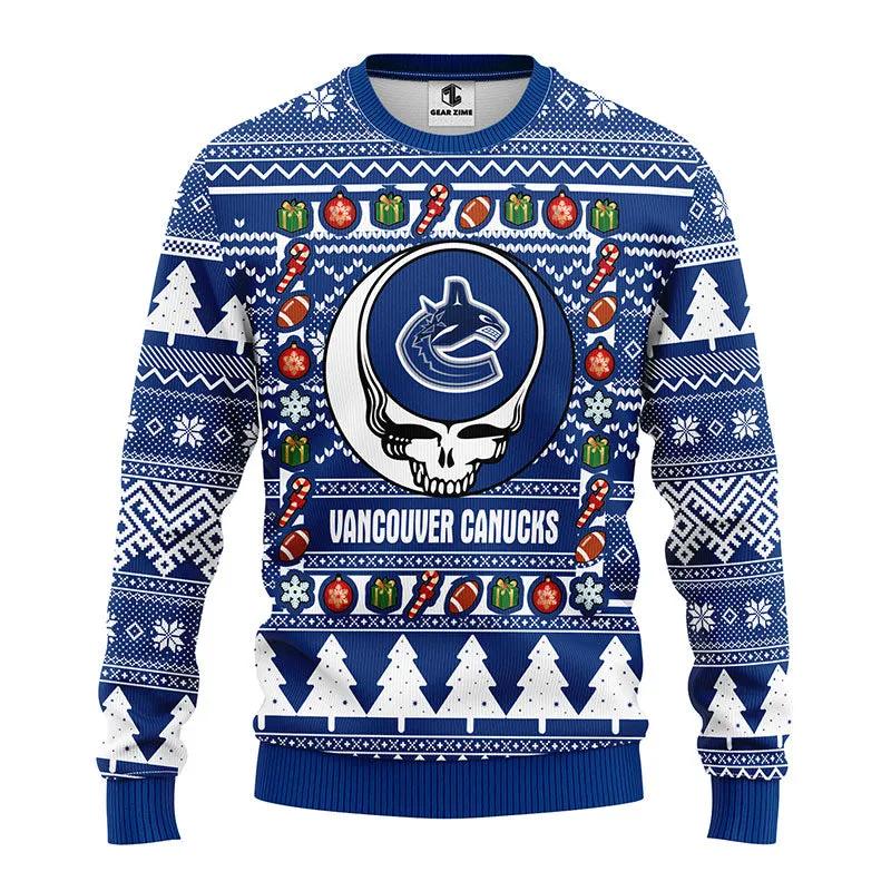Vancouver Canucks Grateful Dead Ugly Christmas Sweater, NHL Christmas Sweater Moonbestprint