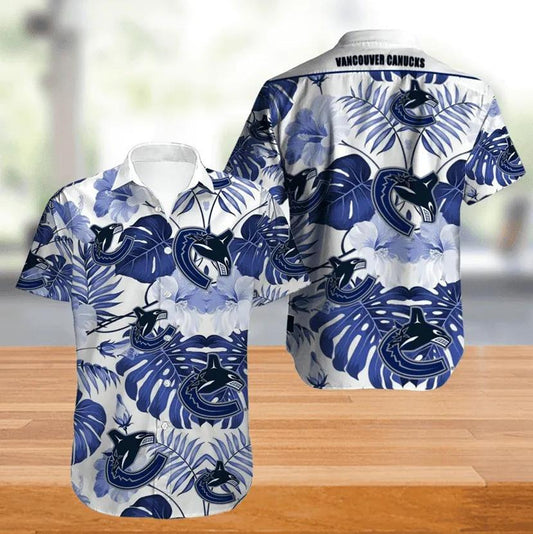 Vancouver Canucks Hawaiian Shirt Big Floral Button Up, NHL Hawaiian Shirt Moonbestprint
