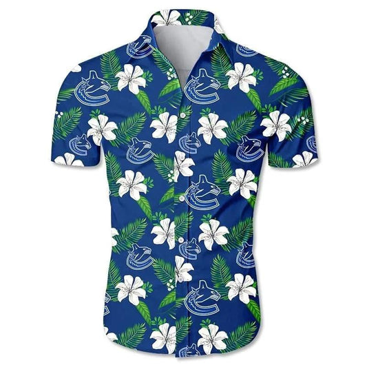 Vancouver Canucks Hawaiian Shirt Floral Button Up 2, NHL Hawaiian Shirt Moonbestprint
