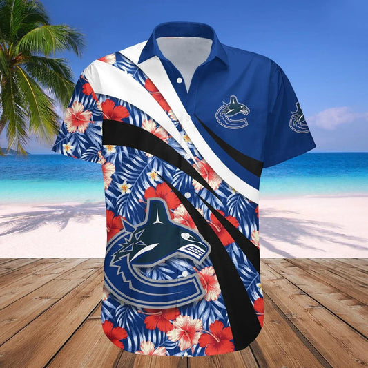 Vancouver Canucks Hawaiian Shirt Hibiscus Sport Style - NHL, NHL Hawaiian Shirt Moonbestprint