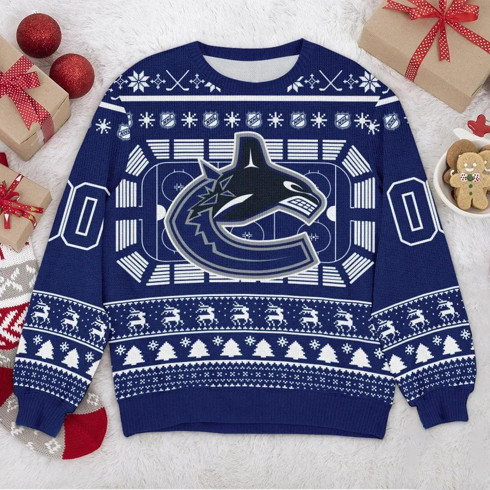 Vancouver Canucks NHL Custom Ugly Christmas Sweater, NHL Christmas Sweater Moonbestprint