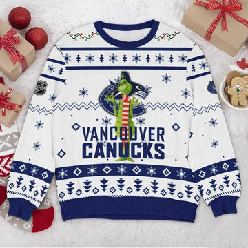 Vancouver Canucks NHL Grinch Ugly Christmas Sweater, NHL Christmas Sweater Moonbestprint