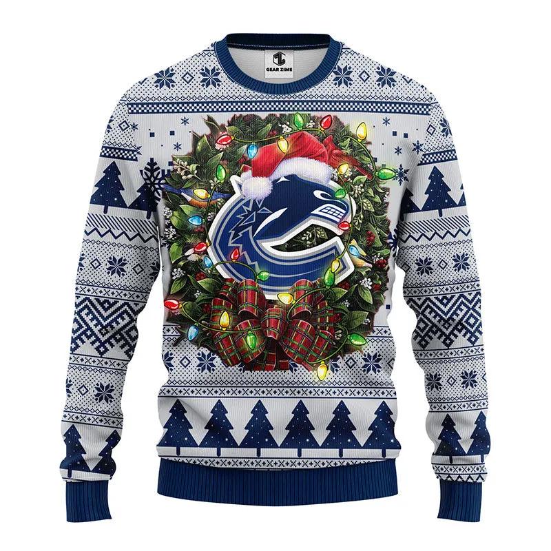 Vancouver Canucks Santa Hat Ugly Christmas Sweater, NHL Christmas Sweater Moonbestprint