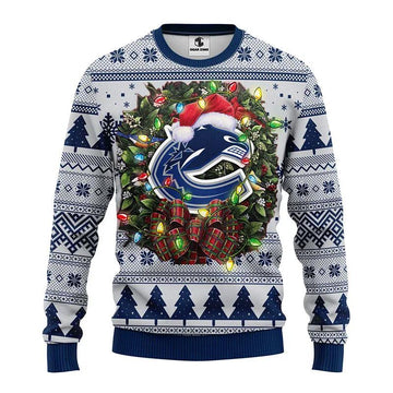 Vancouver Canucks Santa Hat Ugly Christmas Sweater, NHL Christmas Sweater Moonbestprint