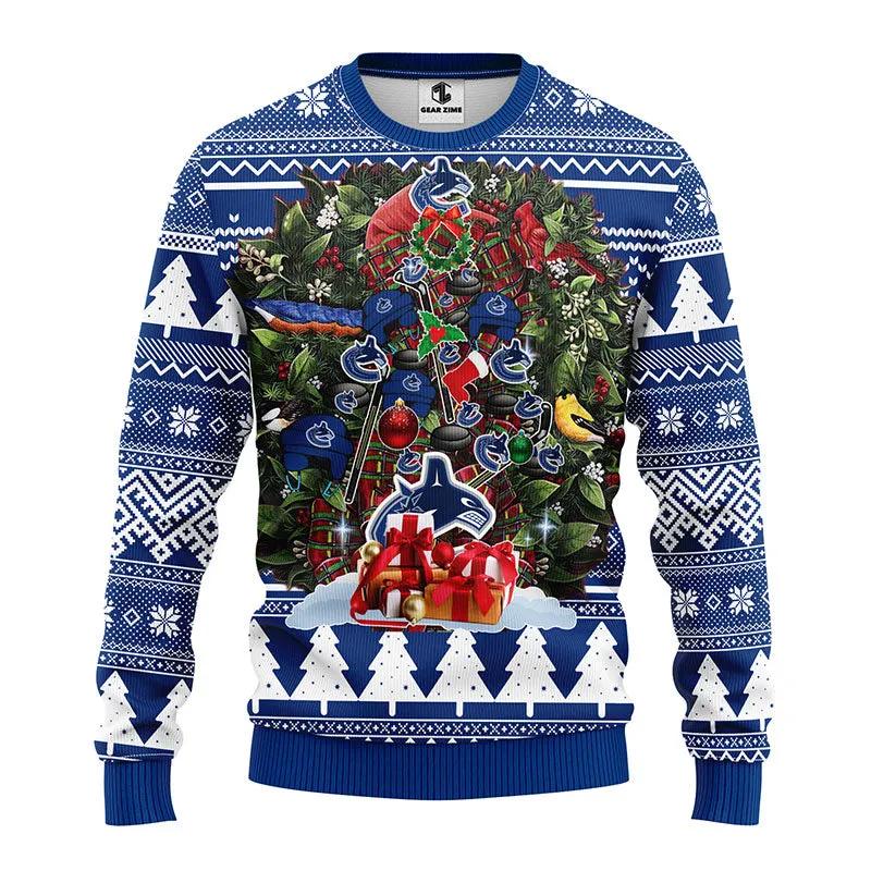 Vancouver Canucks Tree Christmas Ugly  Sweater, NHL Christmas Sweater Moonbestprint