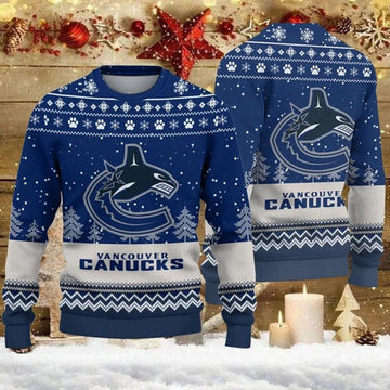 Vancouver Canucks Woolen Big Logo Ugly Christmas Sweater, NHL Christmas Sweater Moonbestprint