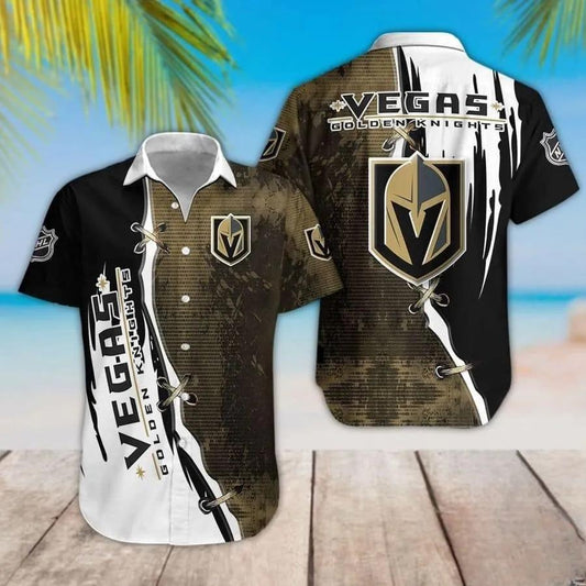 Vegas Golden Knights Brown And Black Hawaiian Shirt, NHL Hawaiian Shirt Moonbestprint