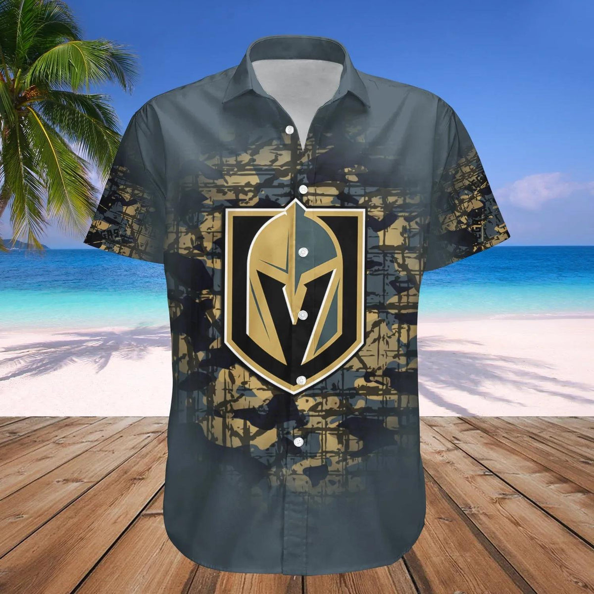 Vegas Golden Knights Hawaiian Shirt Camouflage Vintage - NHL, NHL Hawaiian Shirt Moonbestprint