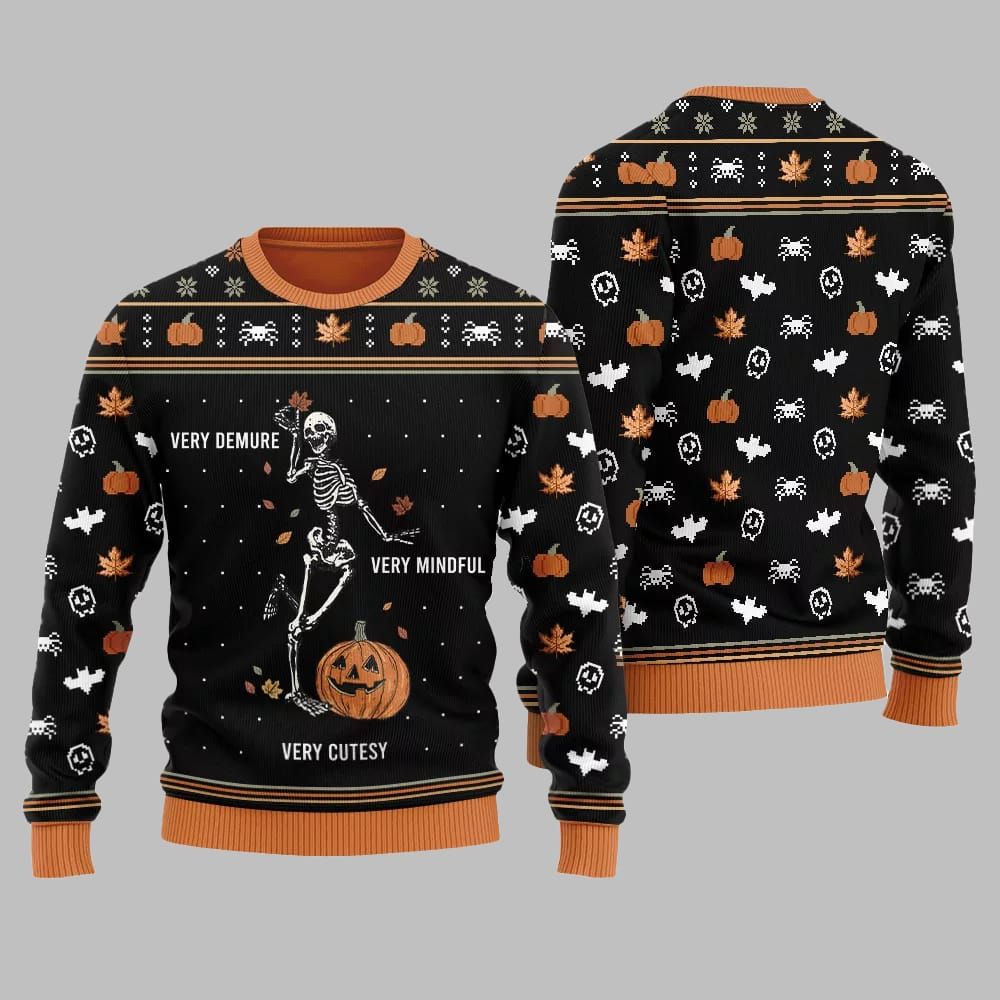 Very Demure Skeleton Ugly Sweater Christmas 2026 - Moonbestprint
