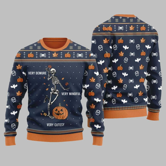 Very Demure Skeleton Ugly Sweater Christmas 2026 - Moonbestprint