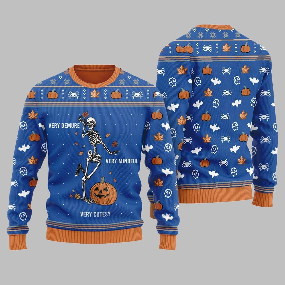 Very Demure Skeleton Ugly Sweater Christmas 2026 - Moonbestprint