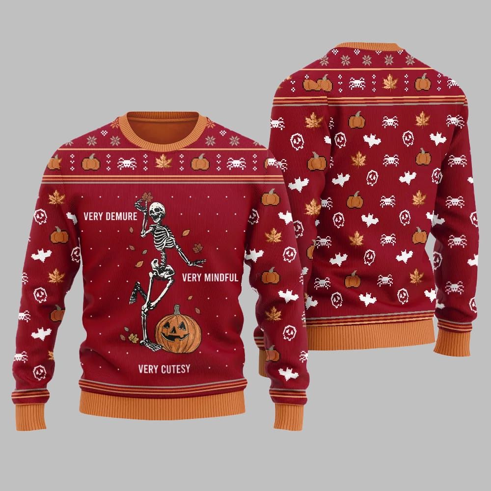 Very Demure Skeleton Ugly Sweater Christmas 2026 - Moonbestprint