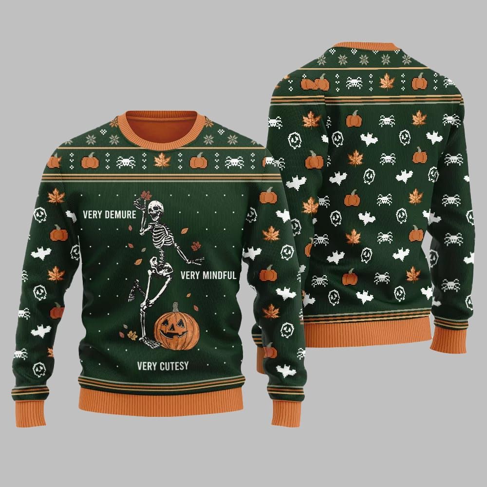 Very Demure Skeleton Ugly Sweater Christmas 2026 - Moonbestprint