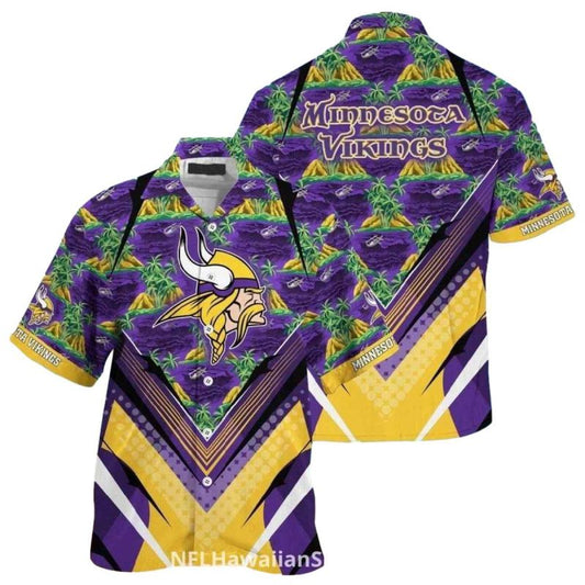 Vibrant Purple Tropical Island Minnesota Vikings Hawaiian Shirt - Moonbestprint