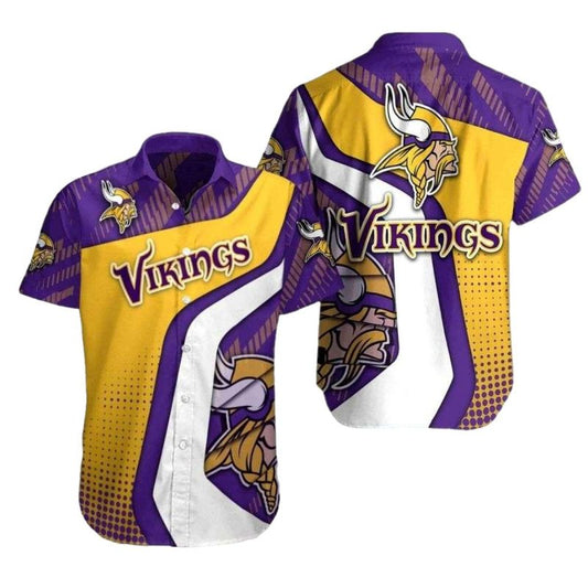 Vibrant Victory Minnesota Vikings Diagonal Stripe Hawaiian Shirt - Moonbestprint