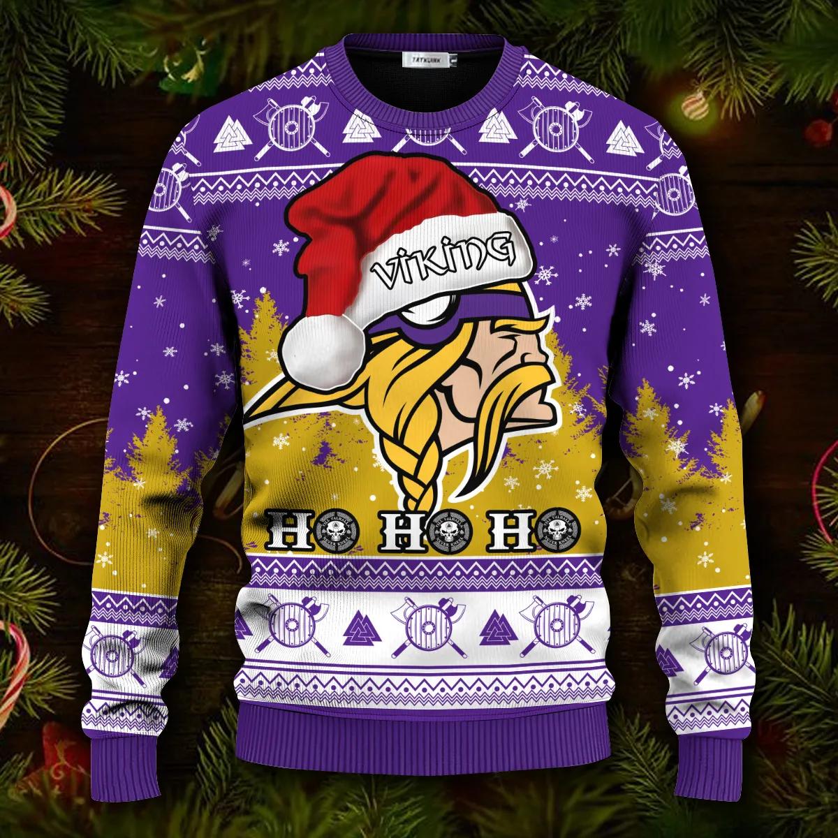 Viking Santa Hohoho Ugly Christmas Sweater Moonbestprint