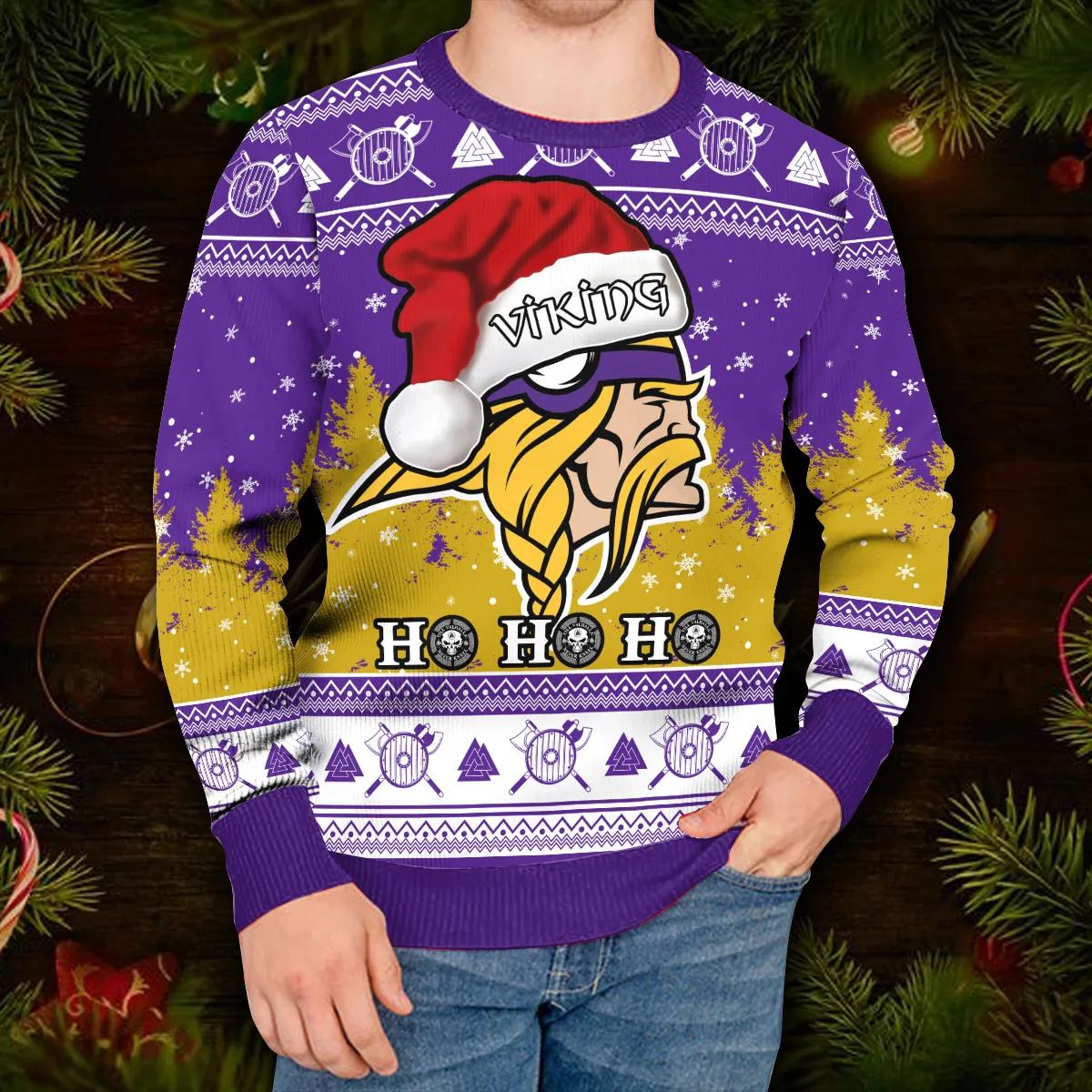Viking Santa Hohoho Ugly Christmas Sweater Moonbestprint