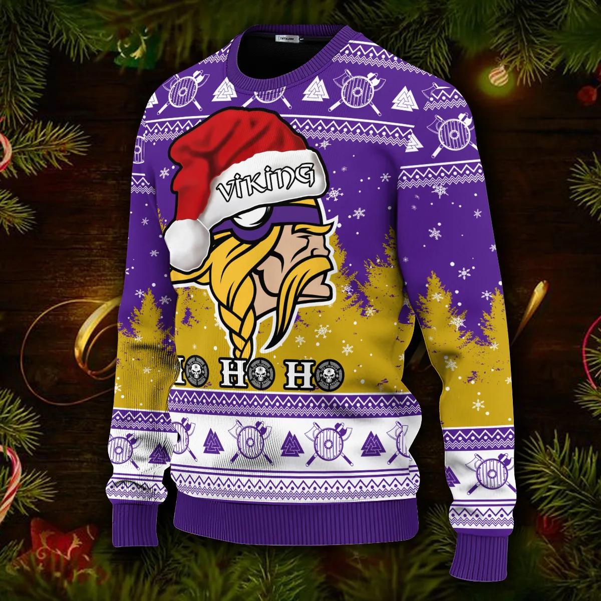 Viking Santa Hohoho Ugly Christmas Sweater Moonbestprint