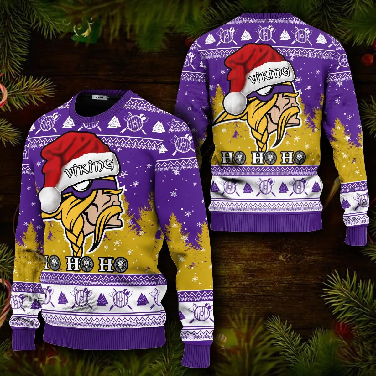 Viking Santa Hohoho Ugly Christmas Sweater Moonbestprint