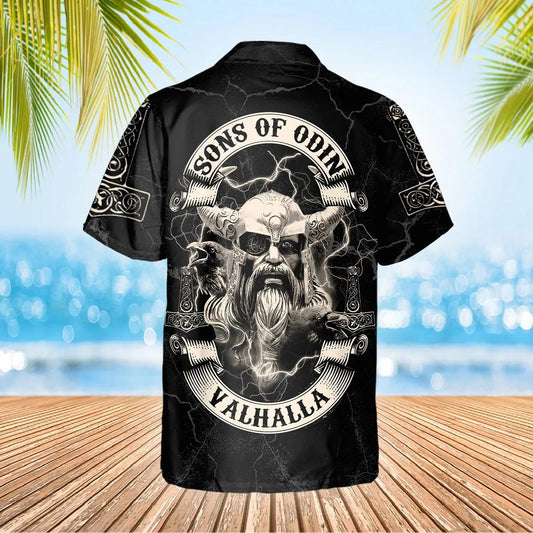 Viking Son Of Odin Valhalla Custom Hawaiian Shirt, Hawaiian Button Up Shirt, Aloha Shirts Moonbestprint