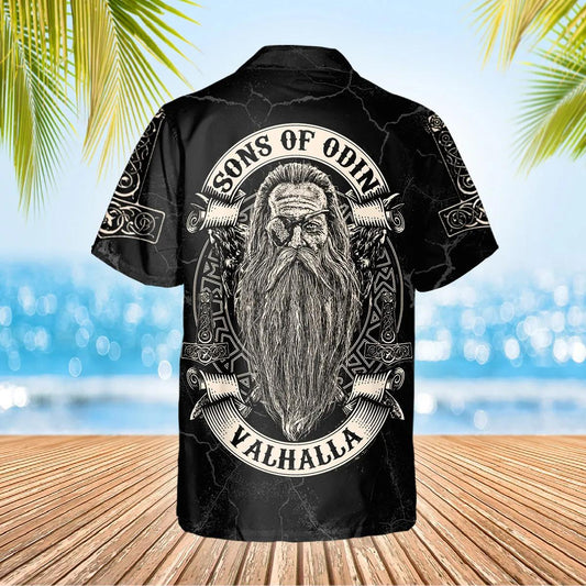 Viking Son Of Odin Valhalla Viking Custom Hawaiian Shirt, Hawaiian Button Up Shirt, Aloha Shirts Moonbestprint