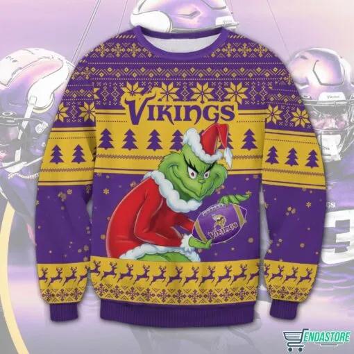 Vikings Grinch Christmas Sweater, Grinch Minnesota Vikings Christmas Sweater Moonbestprint