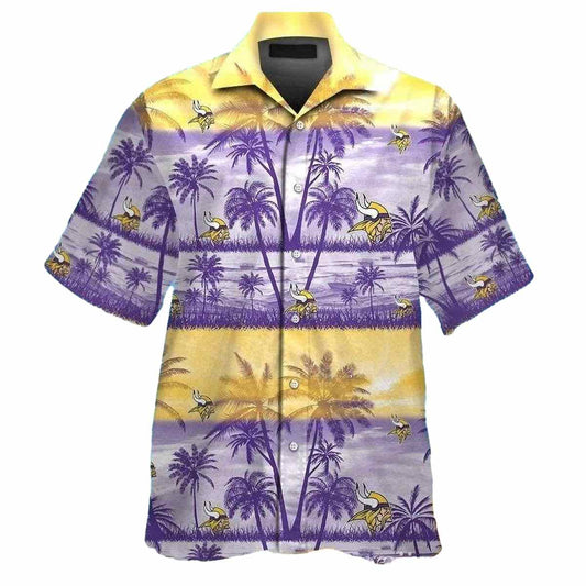 Vikings Sunset Palms Gradient Vacation Hawaiian Shirt - Moonbestprint