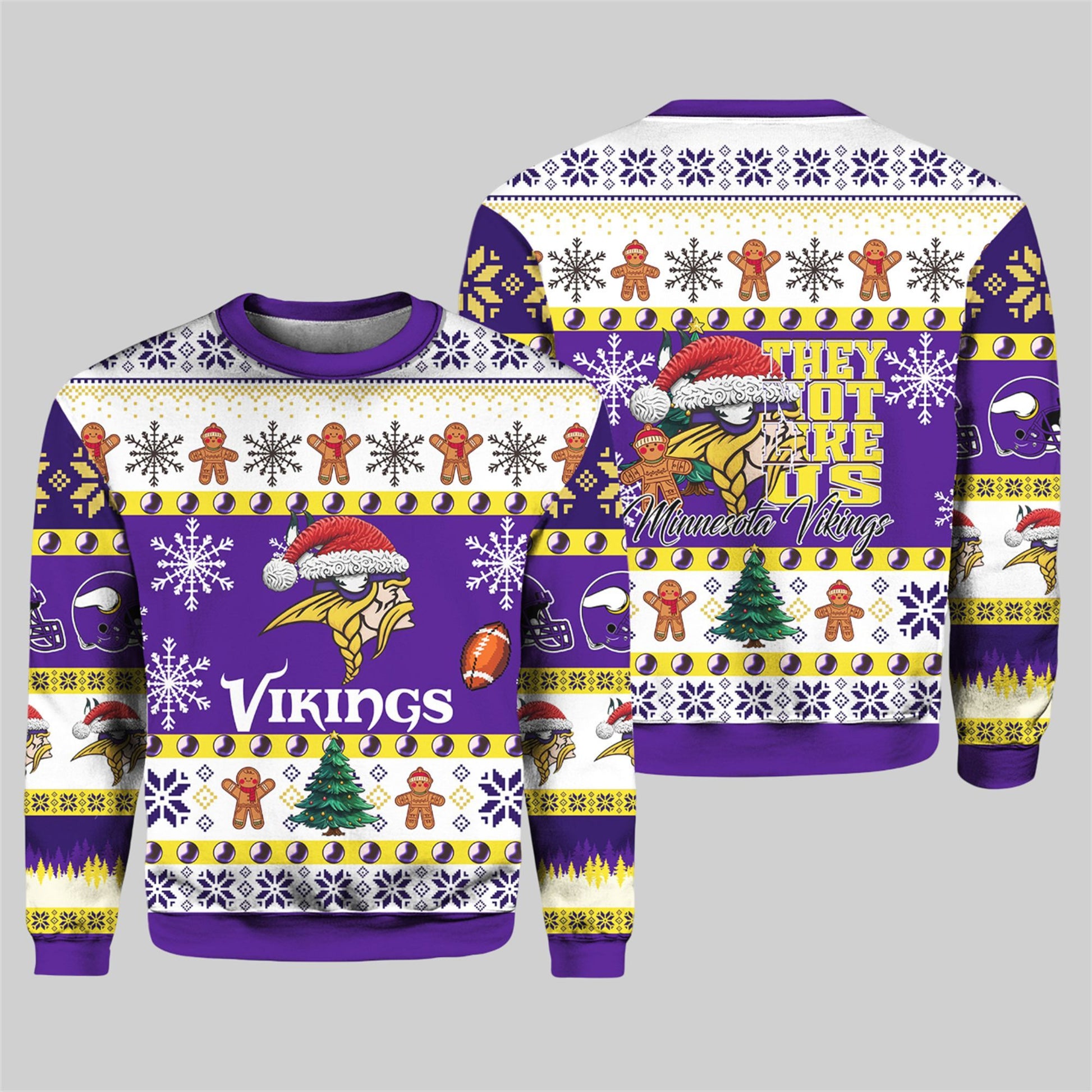 Vikings They Not Like Us Ugly Christmas Sweater - Moonbestprint