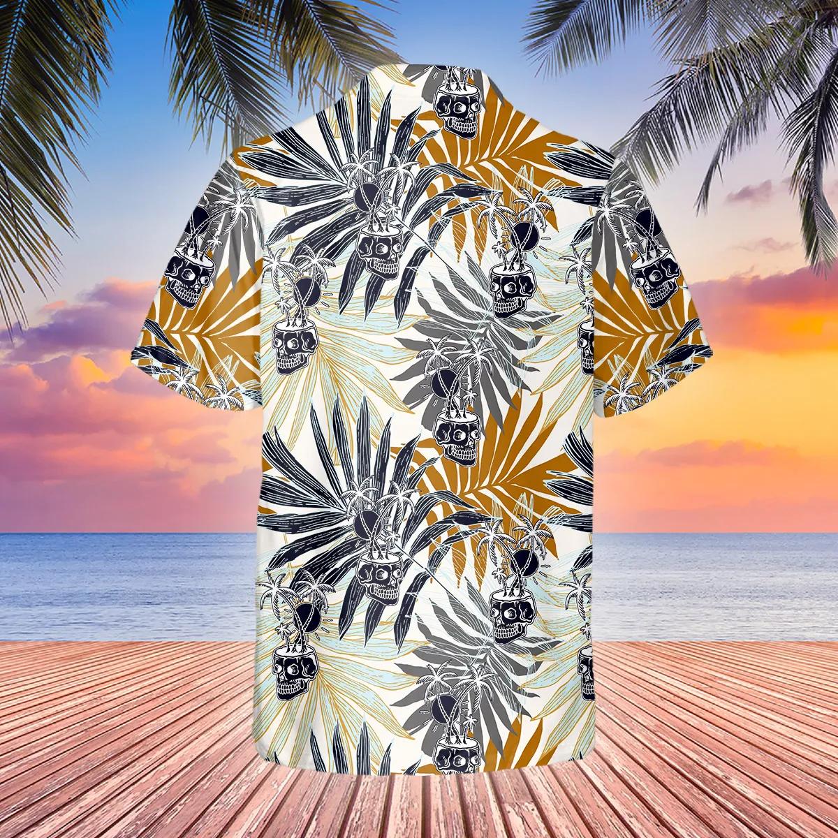 Vintage Cool Skull Hawaiian Shirt, Hawaiian Button Up Shirt, Aloha Shirts Moonbestprint