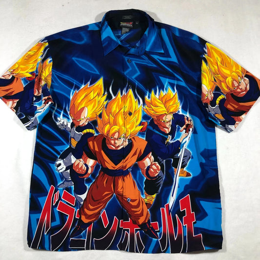 Vintage Dragon Ball Z Goku Vegeta and Trunks Hawaiian Shirt - Moonbestprint