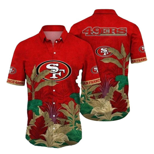 Vintage Gold Rush Foliage San Francisco 49ers Hawaiian Shirt - Moonbestprint