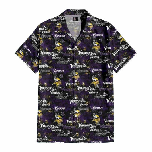 Vintage Grunge Pattern Vikings Hawaiian Shirt - Moonbestprint