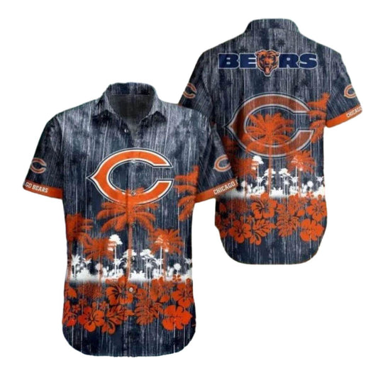 Vintage Palm Tree Chicago Bears Hawaiian Shirt With Distressed Look - Moonbestprint