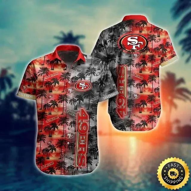 Vintage San Francisco 49ers Hawaiian Shirt Beach Vacation Gift, NFL Hawaiian Shirt Moonbestprint