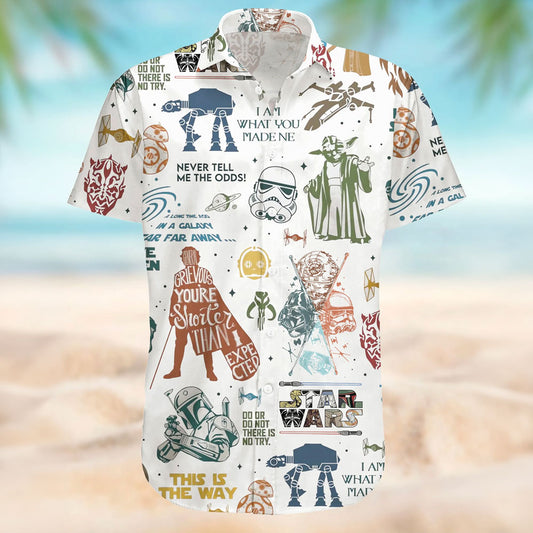 Vintage Star Wars Quotes Collage Hawaiian Shirt – Moonbestprint