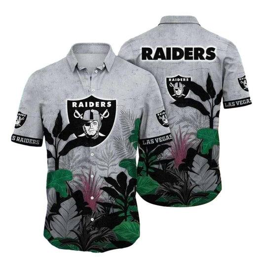 Vintage Tropical Foliage Las Vegas Raiders Hawaiian Shirt - Moonbestprint