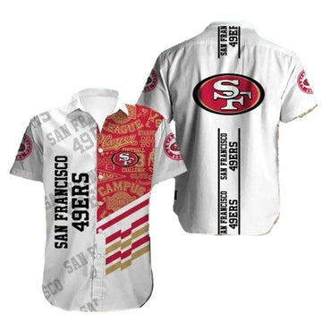 Vintage Varsity 49ers Collegiate Classic White Hawaiian Shirt - Moonbestprint