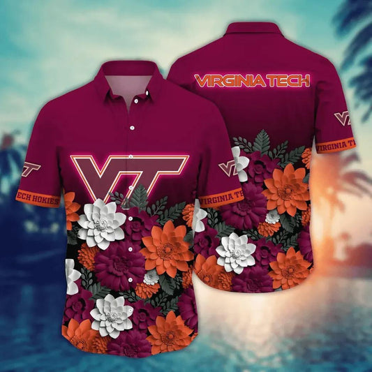 Virginia Tech Hokies NCAA Flower Aloha Hawaiian Shirt 11, NCAA Hawaiian Shirt Moonbestprint