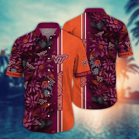 Virginia Tech Hokies NCAA Flower Aloha Hawaiian Shirt 2, NCAA Hawaiian Shirt Moonbestprint