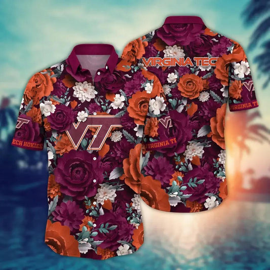 Virginia Tech Hokies NCAA Flower Aloha Hawaiian Shirt 3, NCAA Hawaiian Shirt Moonbestprint
