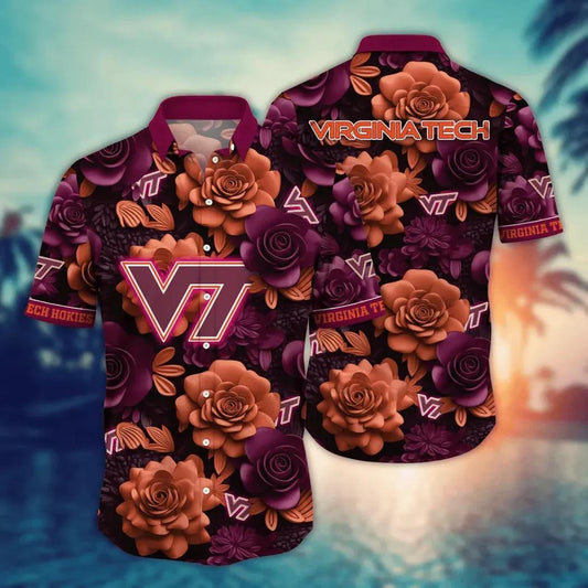 Virginia Tech Hokies NCAA Flower Aloha Hawaiian Shirt 6, NCAA Hawaiian Shirt NCAA Hawaiian Shirt Moonbestprint