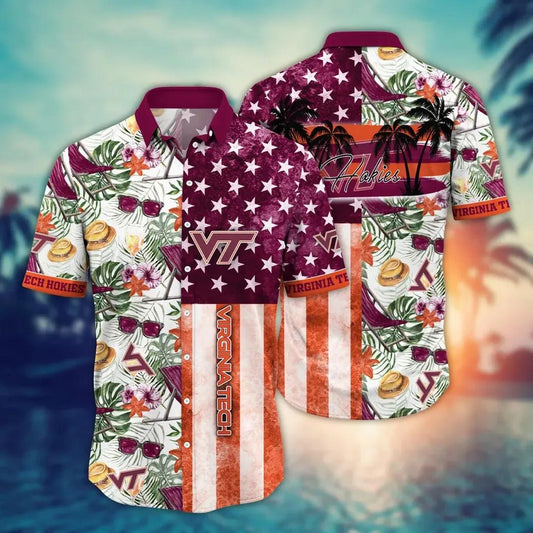 Virginia Tech Hokies NCAA Flower Aloha Hawaiian Shirt 9, NCAA Hawaiian Shirt Moonbestprint