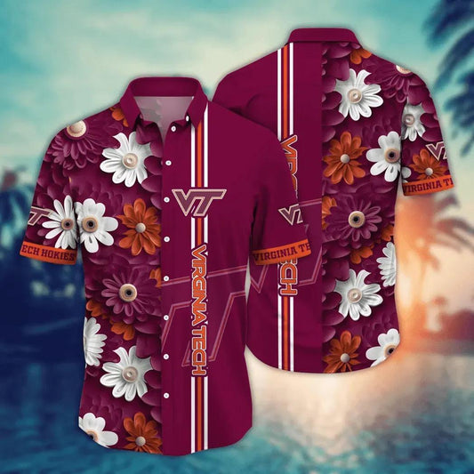 Virginia Tech Hokies Style Hot Trending Summer NCAA Flower Aloha Hawaiian Shirt, NCAA Hawaiian Shirt Moonbestprint