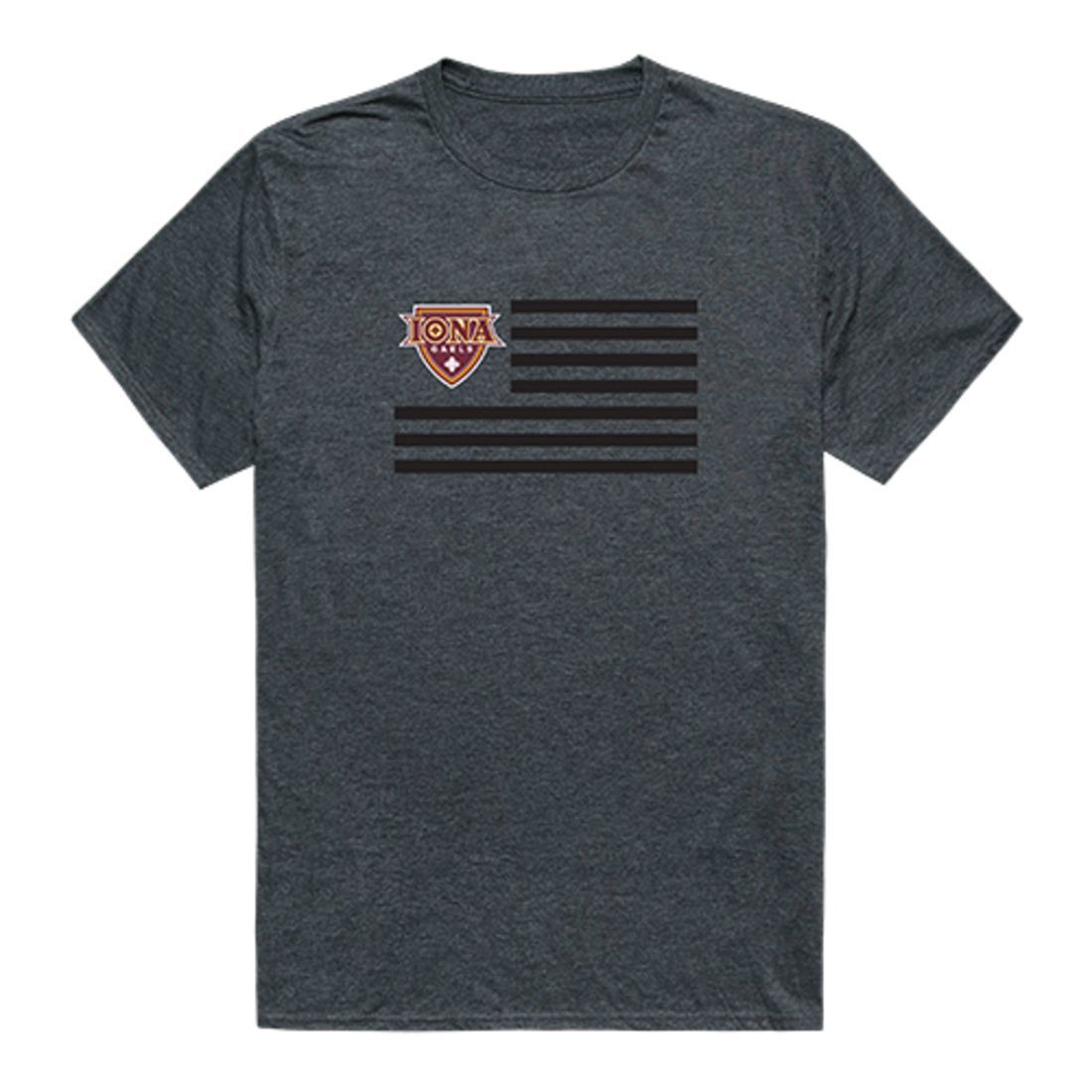 Iona College Gaels USA Flag Tee T-Shirt Heather Charcoal