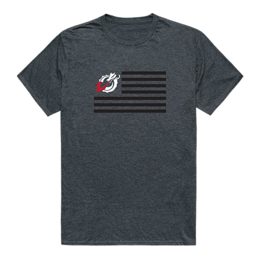 MSUM Minnesota State University Moorhead Dragons USA Flag Tee T-Shirt Heather Charcoal