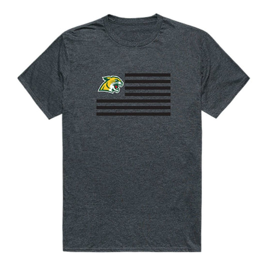 NMU Northern Michigan University Wildcats USA Flag Tee T-Shirt Heather Charcoal